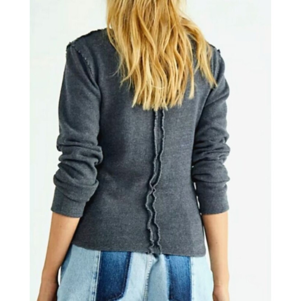 We The Free Like A Boss Tee Womens Size Small Dark Gray Raw Edges Knit NWT - Picture 5 of 16